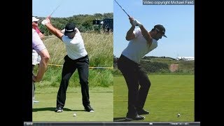 Jon Rahm golf swing  Long Iron faceon amp downtheline July 2017 [upl. by Eidnarb961]