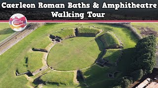 CAERLEON ROMAN BATHS amp AMPHITHEATRE WALES  Walking Tour  Pinned on Places [upl. by Lashond]