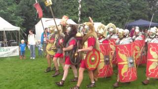 Roman Reenactment at the Amphitheatre in Caerleon Marching In [upl. by Reffinnej961]