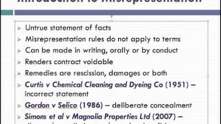 Misrepresentation Lecture 1 of 4 [upl. by Ameg]